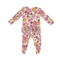 Retro Floral Ruffle Back Zipper Footie