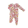 Retro Floral Ruffle Back Zipper Footie