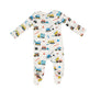 Crayon Construction Trucks Zipper Footie