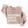 WEEKENDS COFFEE AND DOGS Graphic Sweatshirt: TAN