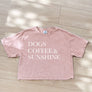 DOGS COFFEE AND SUNSHINE Cropped Mineral Washed Graphic Top