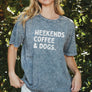 WEEKENDS COFFEE AND DOGS Mineral Graphic Top: LIGHT GREY