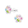 Sparkly 'Best Dog Mum' Paw Print Sterling Silver Stud Earrings