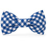 Lake Blue Gingham Dog Bow Tie