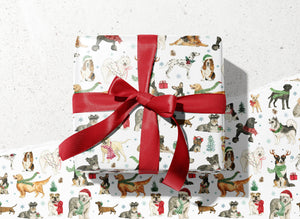 Cozy Christmas Dogs - Holiday Wrapping Paper - 3 Sheet Roll