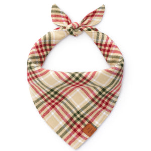 Foggy Dog Eggnog Plaid Flannel Holiday Dog Bandana