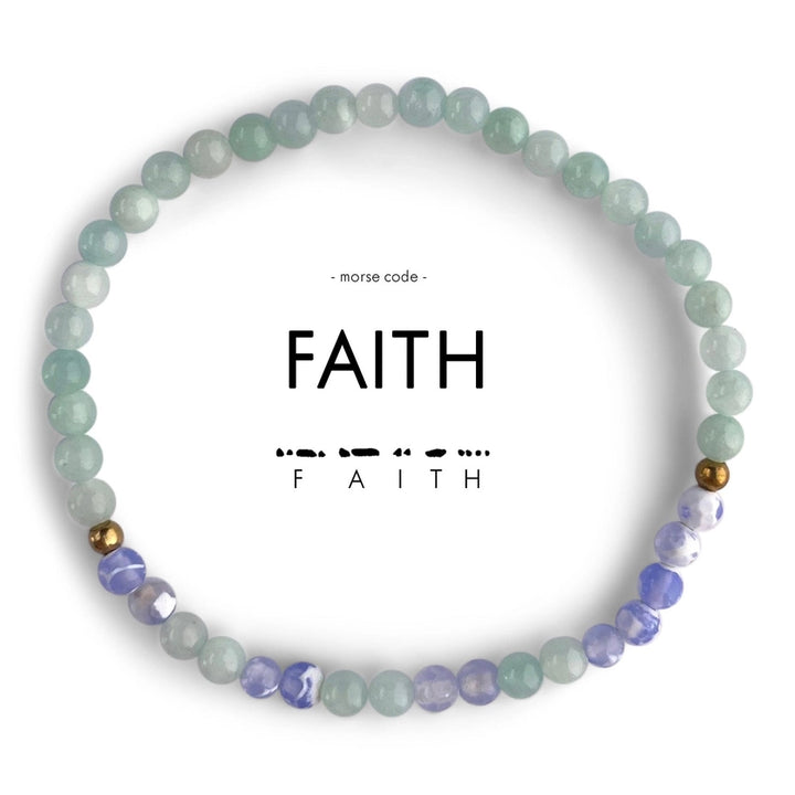 Morse Code Bracelet | FAITH mint and blue lace agate