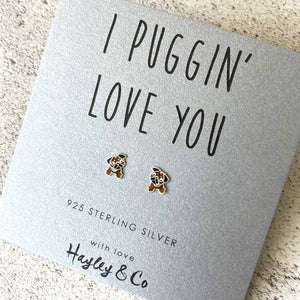 Pug Sterling Silver and Enamel Earrings