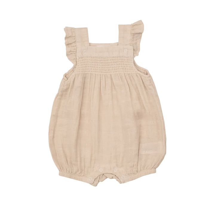 Smocked Overall Shortie, Soft Linen