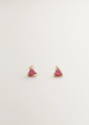 Tiny Pink Opal Heart Earrings