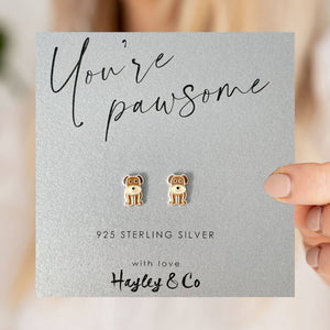 Brown Dog Sterling Silver Stud Earrings