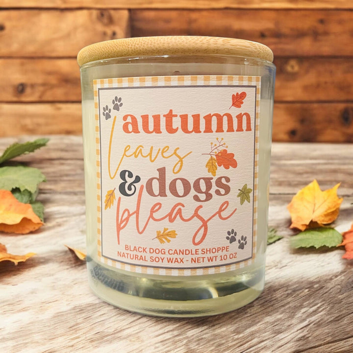 Autumn Leaves and Dogs Please Candle