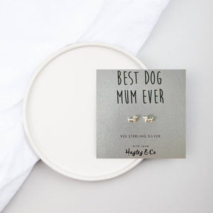 Sausage Dog 'Best Dog Mum' Sterling Silver Earrings