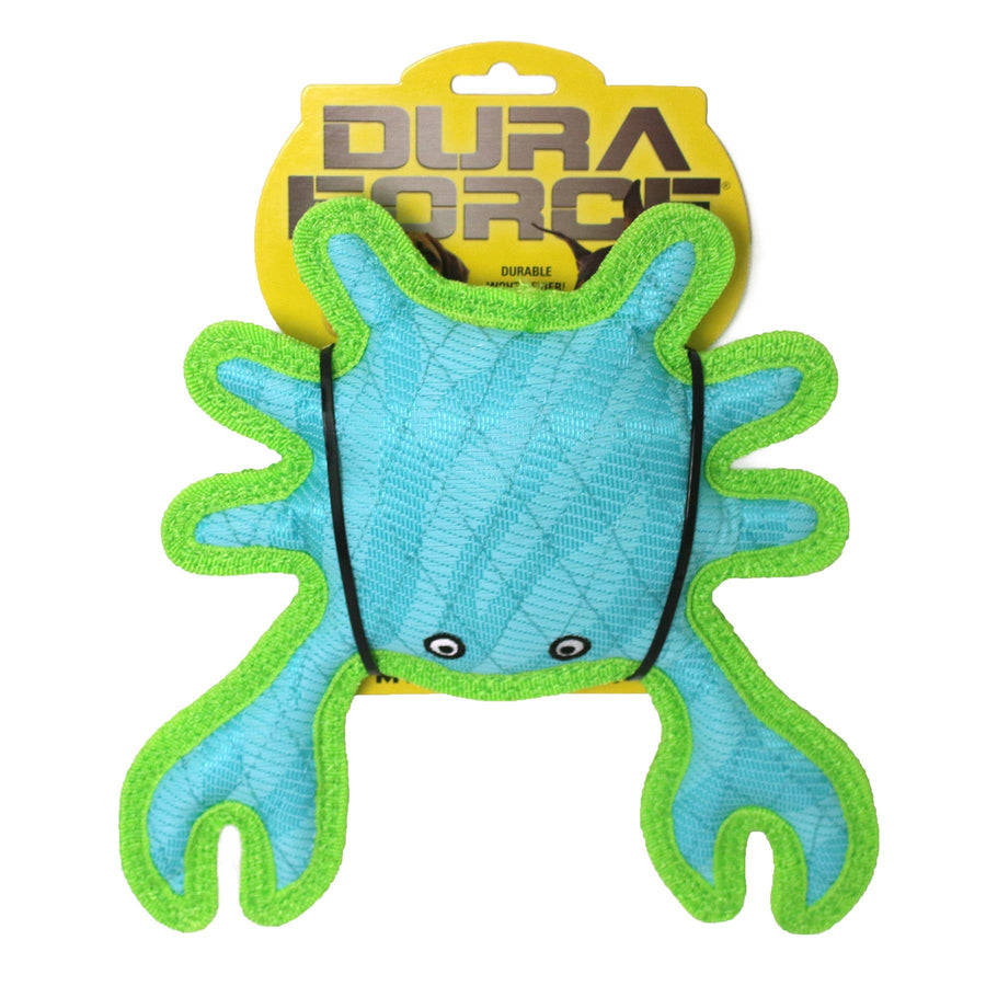 DuraForce Crab Tiger - Blue/Green, Durable, Squeaky Dog Toy