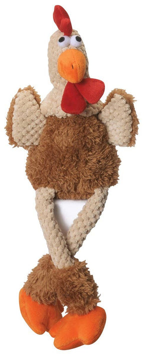 GoDog Checkers Skinny Rooster Brown w/Chew Guard Toy Small