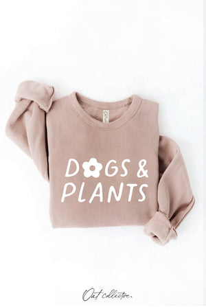 DOGS AND PLANTS  Graphic Sweatshirt: TAN