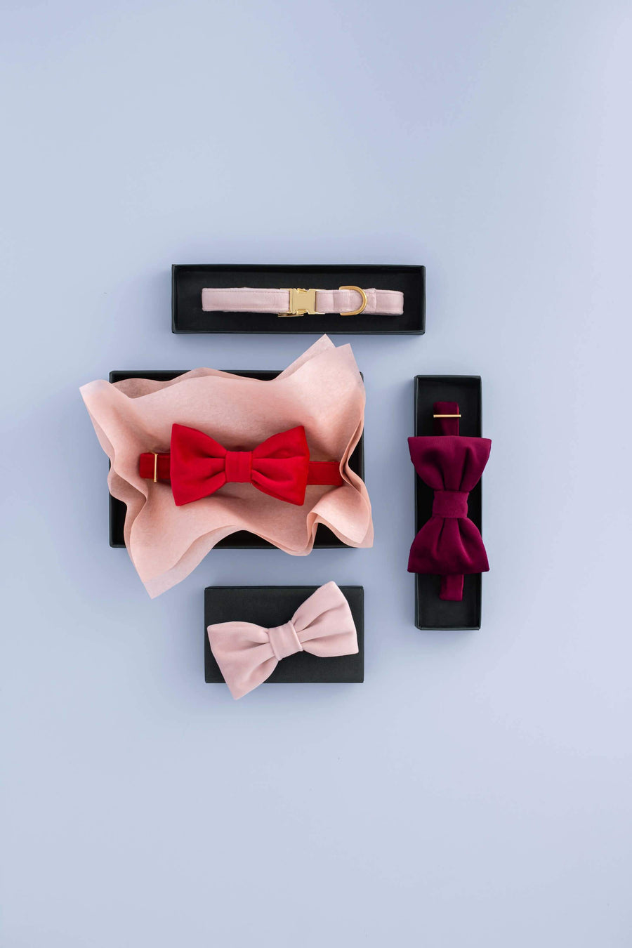 Burgundy Velvet Dog Bow Tie