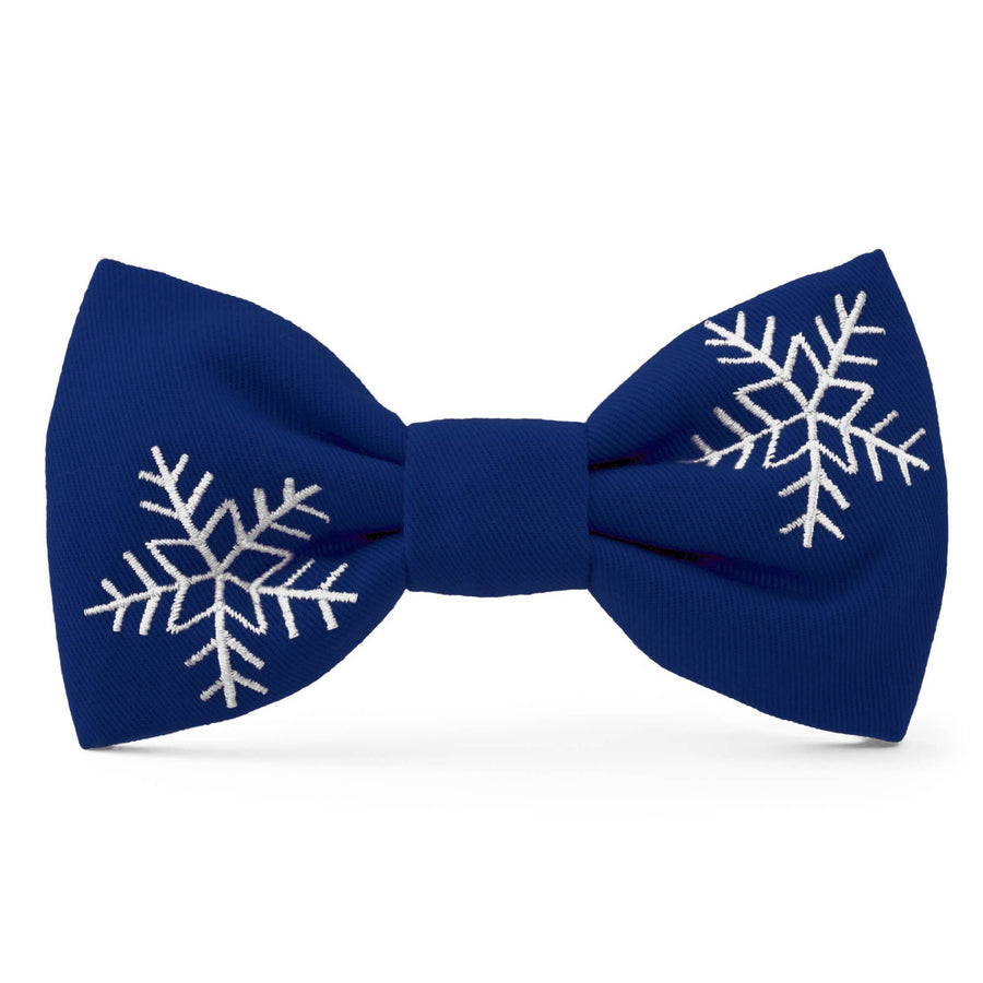 Snowflakes Embroidered Dog Bow Tie