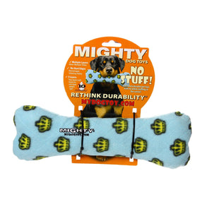 Mighty Bone - Blue, Durable, Squeaky Dog Toy, No Stuffing