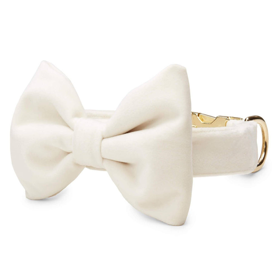 Ivory Velvet Dog Bow Tie