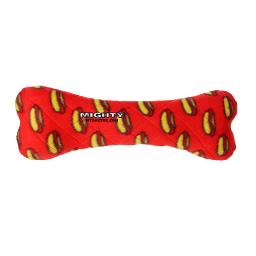 Mighty Bone - Red, Durable, Squeaky Dog Toy, No Stuffing