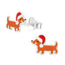 Christmas Sausage Dog Sterling Silver Earrings