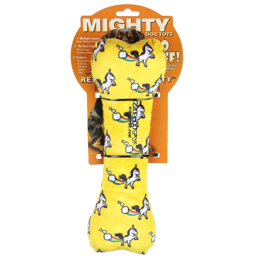 Mighty Bone - Unicorn, Durable, Squeaky Dog Toy, No Stuffing