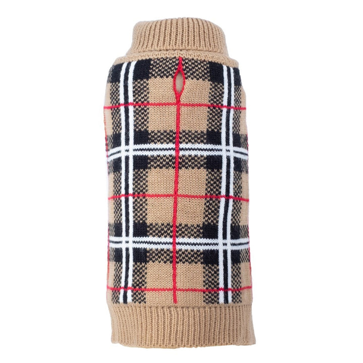 Tan Plaid Neck Sweater