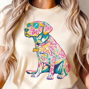 Dog Lovers Preppy Lily Pet Sunglasses Summer Lab Graphic Tee