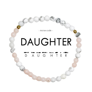 Morse Code Bracelet | DAUGHTER marble and light pink