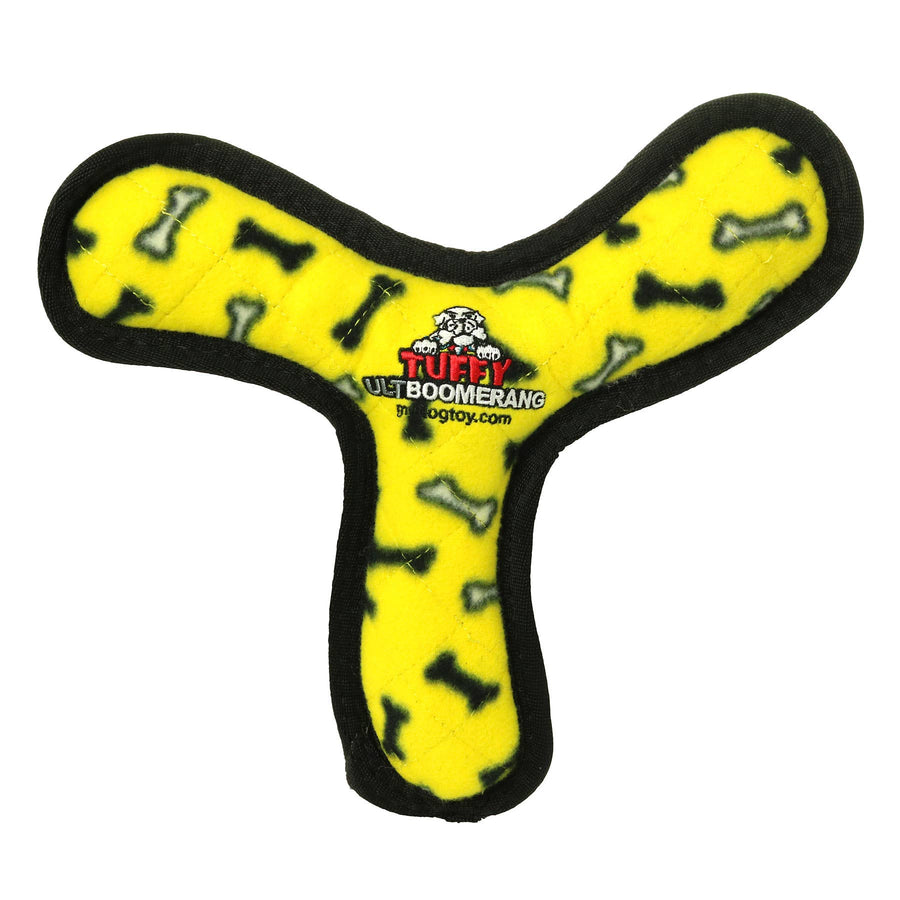 Tuffy Ultimate Boomerang - Yellow Bone, Squeaky Dog Toy