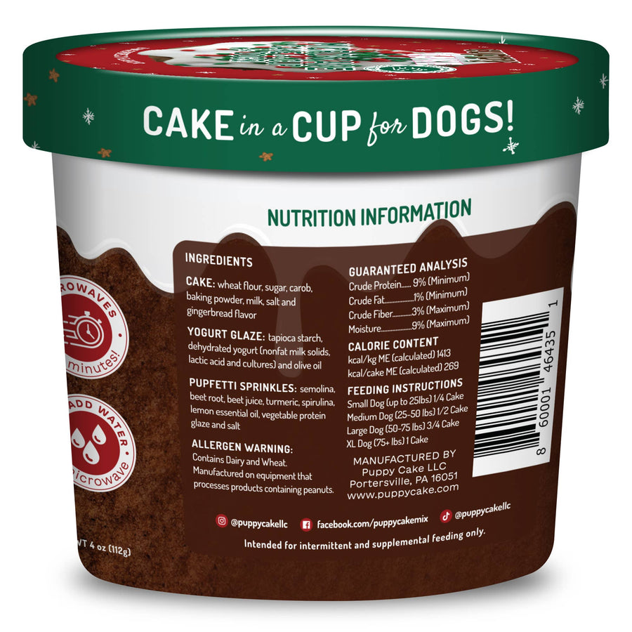 Cuppy Cake-Microwave Dog Christmas Cake in A Cup Gingerbread