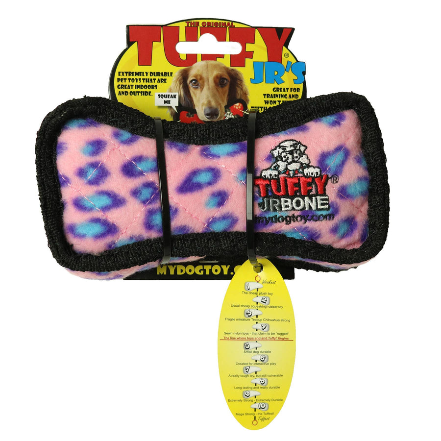 Tuffy Jr Bone 2 - Pink, Durable, Tough, Squeaky Dog Toy