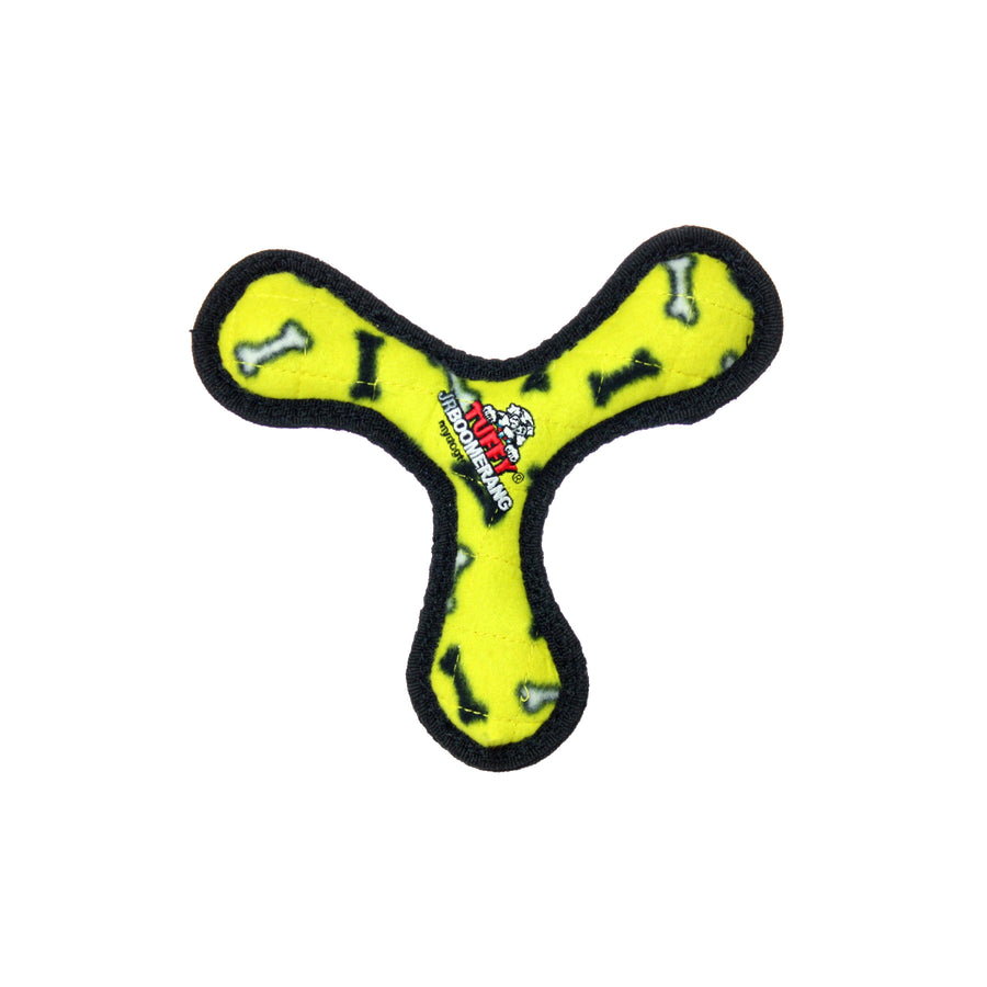 Tuffy Jr Boomerang - Yellow Bone, Durable, Squeaky Dog Toy