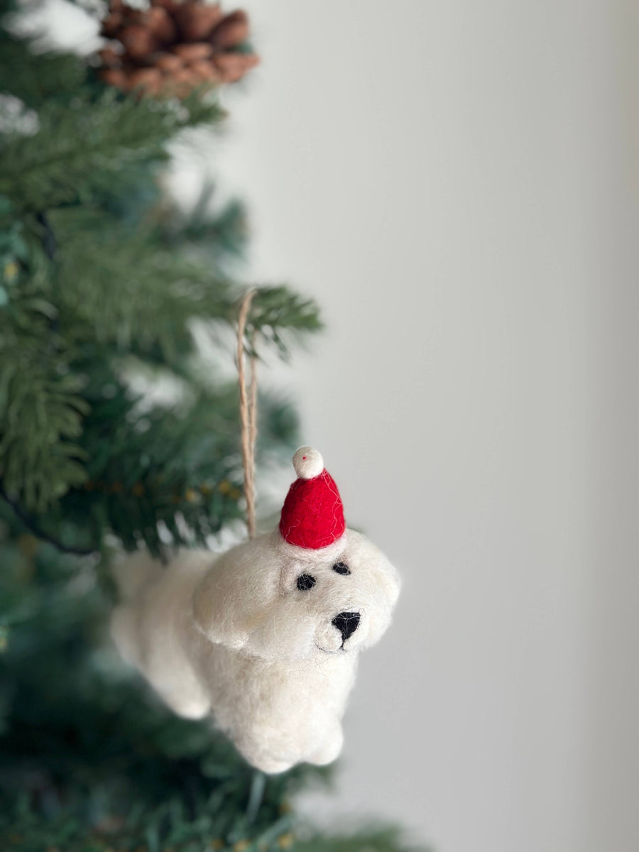 Felt Ornament - White Maltese Dog