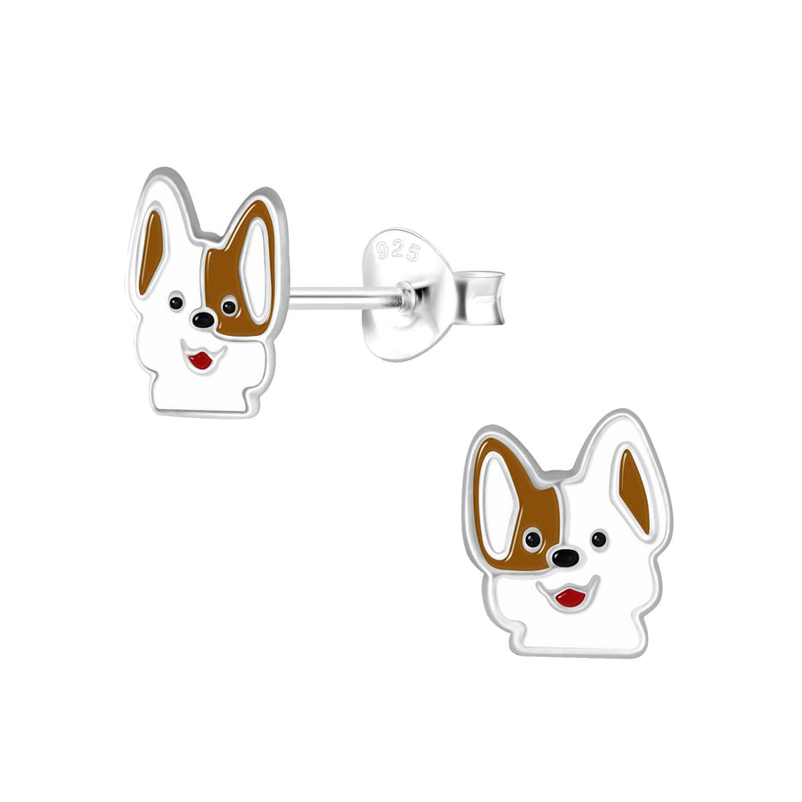 Cute Little Dog Sterling Silver Stud Earrings
