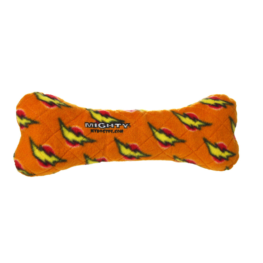 Mighty Bone - Orange, Durable, Squeaky Dog Toy, No Stuffing