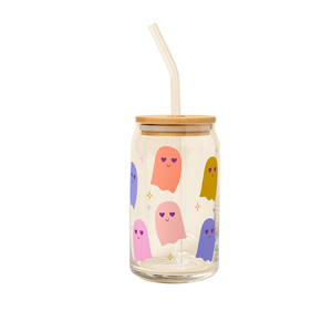 Can Glass w/Lid + Straw - Ghoul Gang