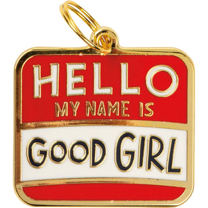 Hello My Name Is Good Girl Collar Charm