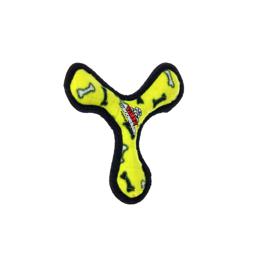 Tuffy Jr Boomerang - Yellow Bone, Durable, Squeaky Dog Toy