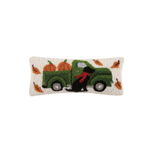Labrador Green Truck and Pumpkins Hook Pillow