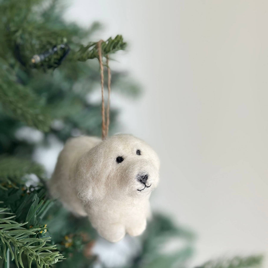 Felt Ornament - White Maltese Dog