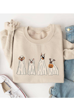 Halloween Dog Ghosts Fleece Pullover