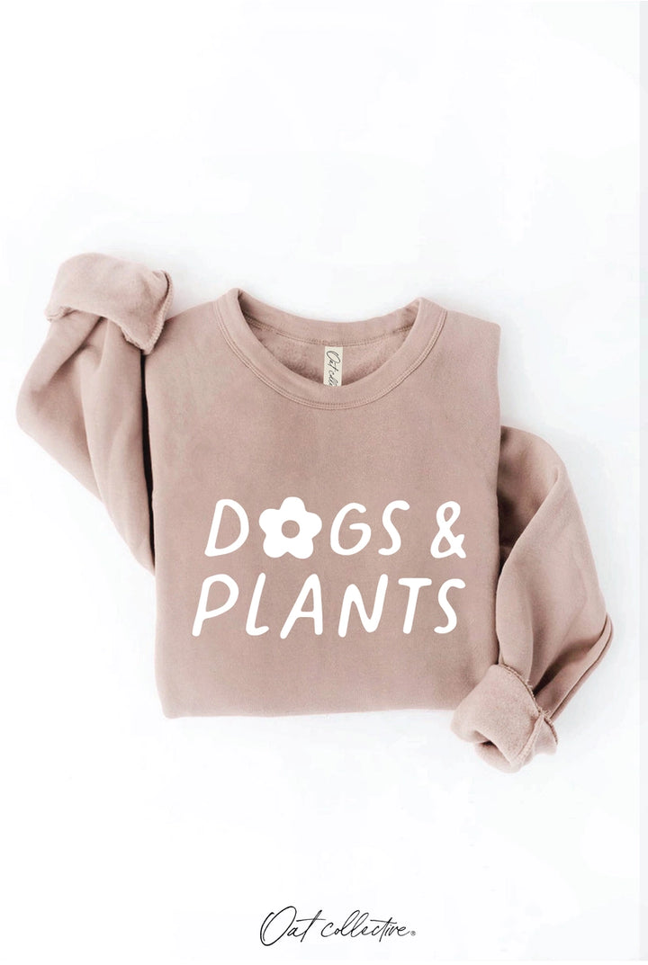 Dogs and Plants Graphic Sweatshirt -Clay