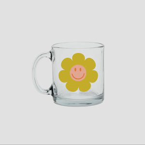Smiley Flower Glass Mug