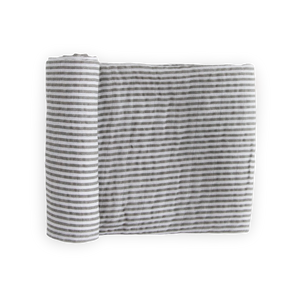 Cotton Muslin Swaddle Blanket - Gray Stripe