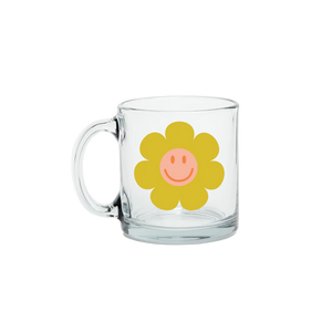 Smiley Flower Glass Mug