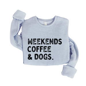 Weekends Coffee and Dogs Graphic Sweatshirt - Light Blue