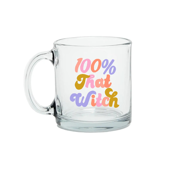 100% That Witch Halloween Glass Mug
