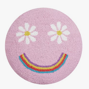 Rainbow Smiley Face  Round Hook Pillow